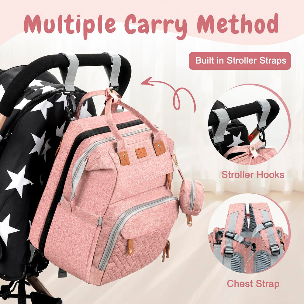 JOYCE diaper bag 19-pocket layout organizes baby essentials efficiently.