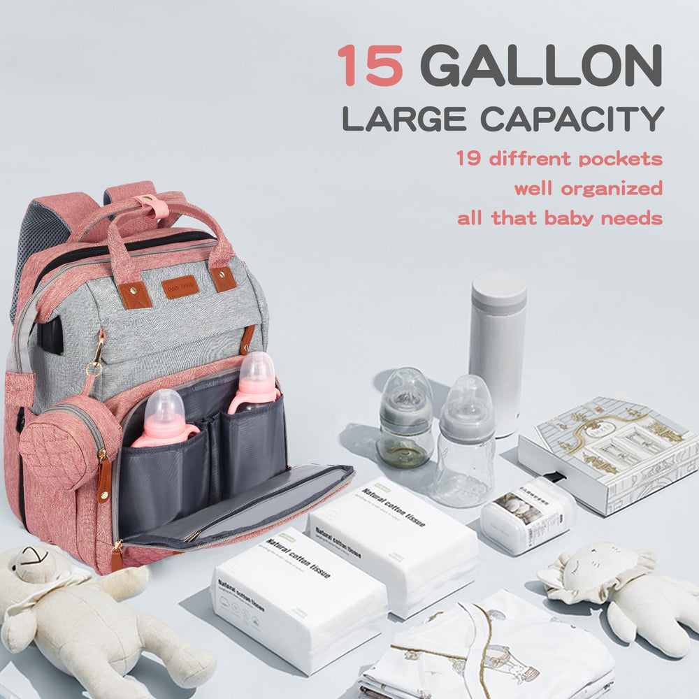 JOYCE diaper bag backpack insulated bottle pocket keeps drinks at safe temperatures