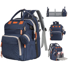 Joyce baby diaper bag backpack open view highlighting spacious main compartment for quick diaper changes.