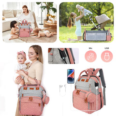 JOYCE diaper bag backpack with stroller buckle straps keeps essentials secure during strolls