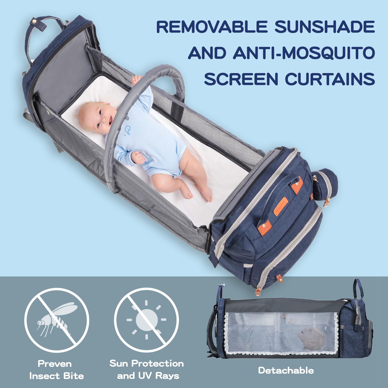 Joyce diaper bag backpack USB port lets you charge devices on the move.