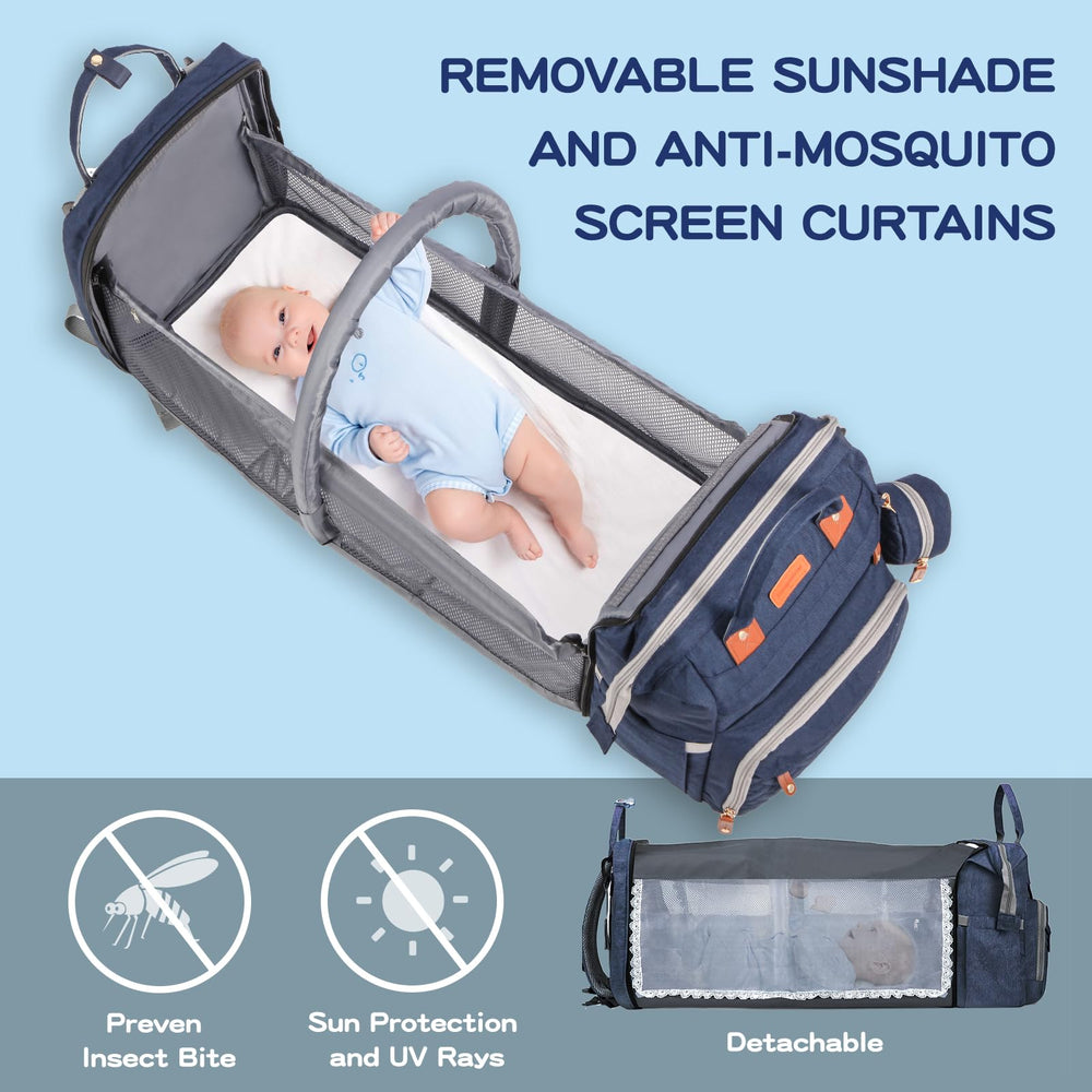 Joyce diaper bag backpack USB port lets you charge devices on the move.