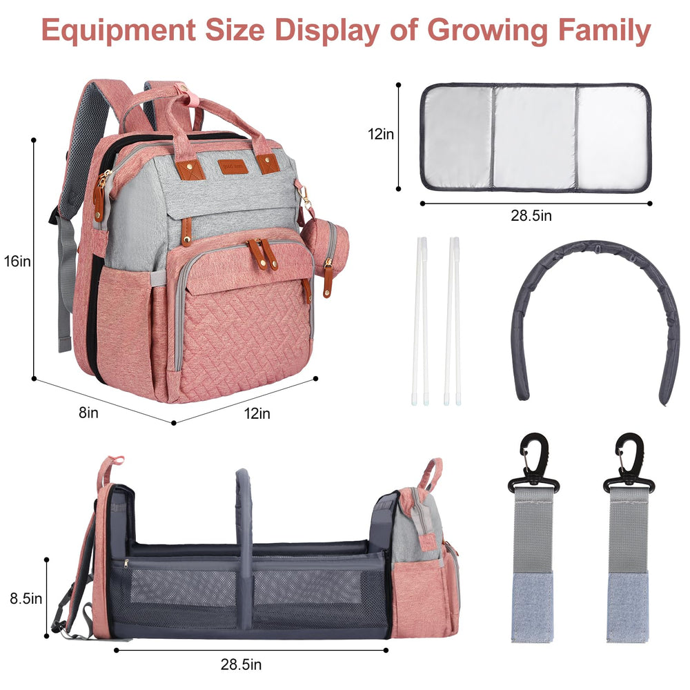 JOYCE diaper bag backpack uses waterproof fabric to resist spills and stains