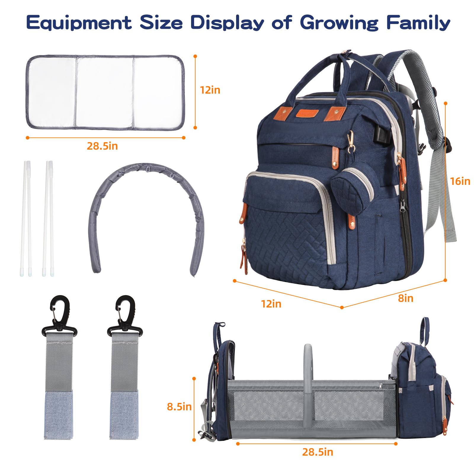 Joyce diaper bag backpack waterproof fabric resists spills and stains.