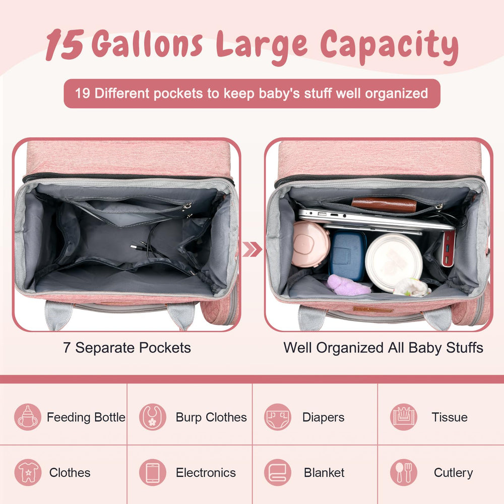 JOYCE diaper bag blackout cloth provides privacy during changes.