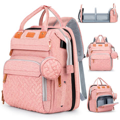 JOYCE diaper bag changing-table with built-in surface enables quick on-the-go diaper changes.