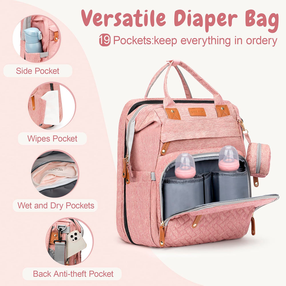 JOYCE diaper bag insulated bottle pocket keeps feeds ready on the move.