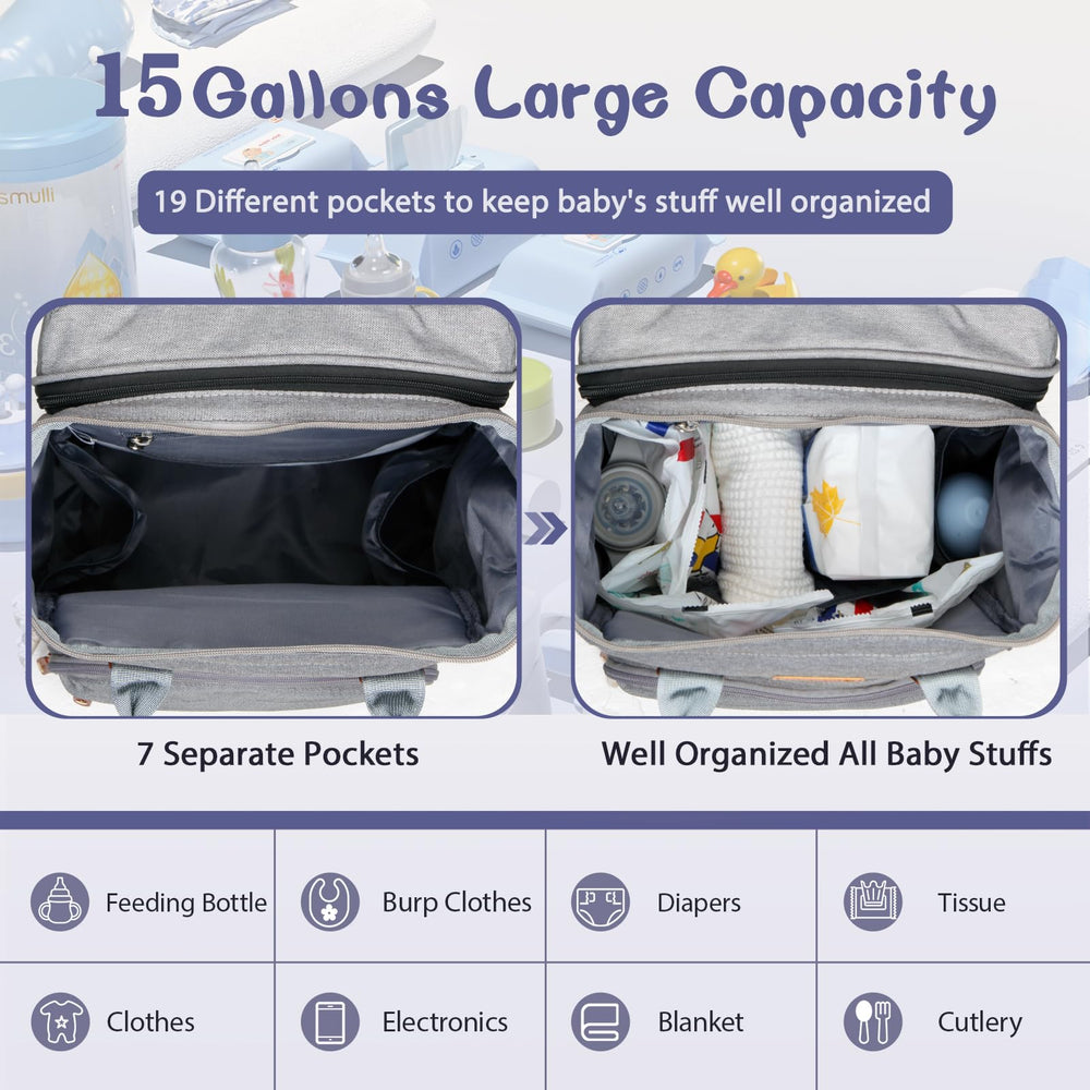 JOYCE diaper bag with large capacity and 19 pockets keeps essentials organized