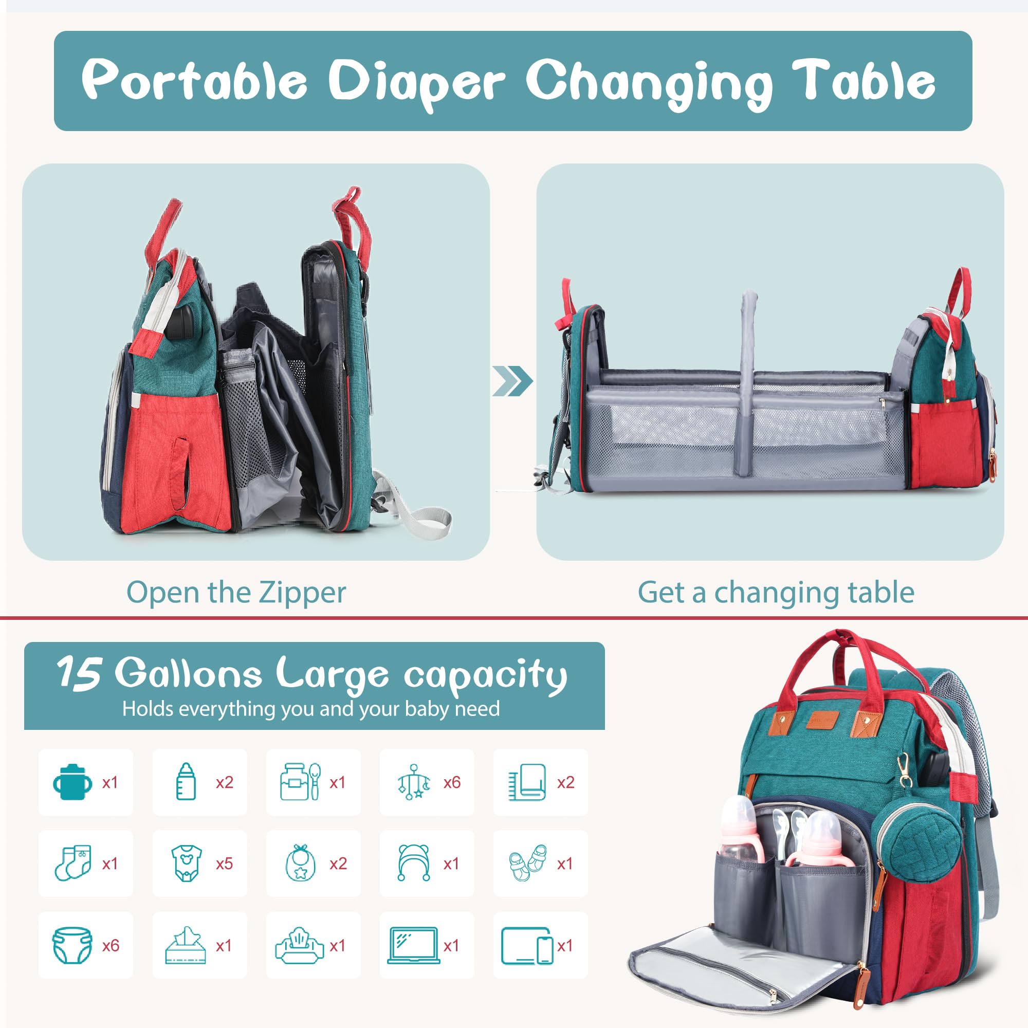 JOYCE diaper bag with stroller straps for hands-free outings.