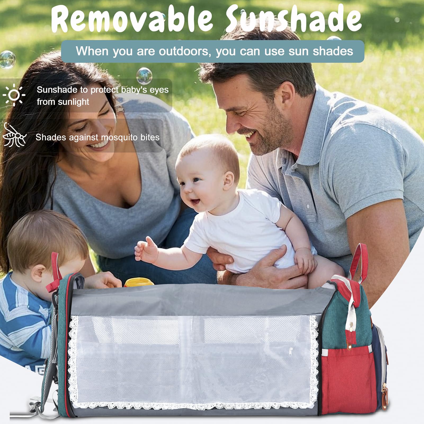 JOYCE diaper bag USB port for convenient phone charging.