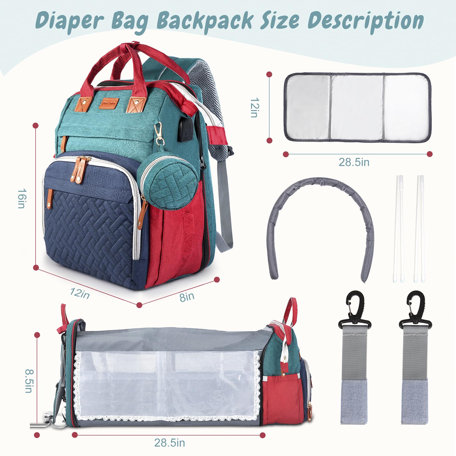 JOYCE diaper bag waterproof fabric for easy wipe-clean days.