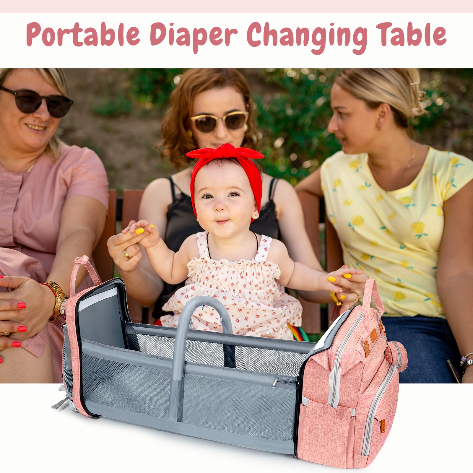 JOYCE diaper bag waterproof fabric resists stains and wipes clean easily.