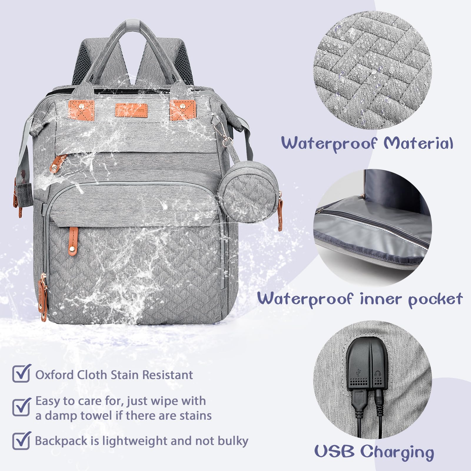 JOYCE waterproof 900D fabric protects contents during messy days
