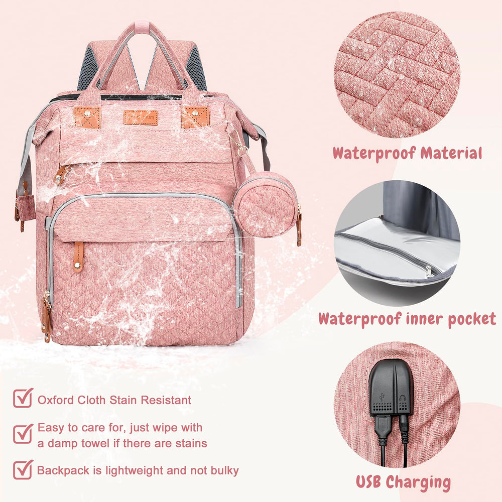 JOYCE diaper bag wet-dry pocket keeps soiled items separate and contained.