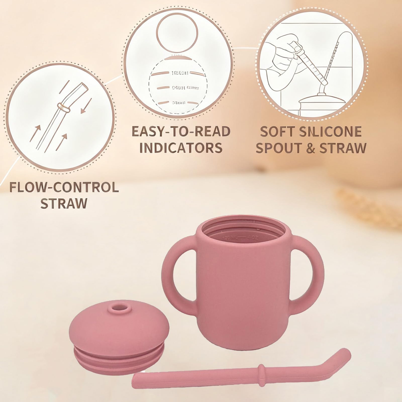 JoyerBaby open cup with tactile textures to improve baby's grip and coordination.