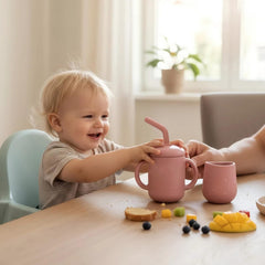 JoyerBaby open training cup with spout for gentle transition to open-cup drinking.