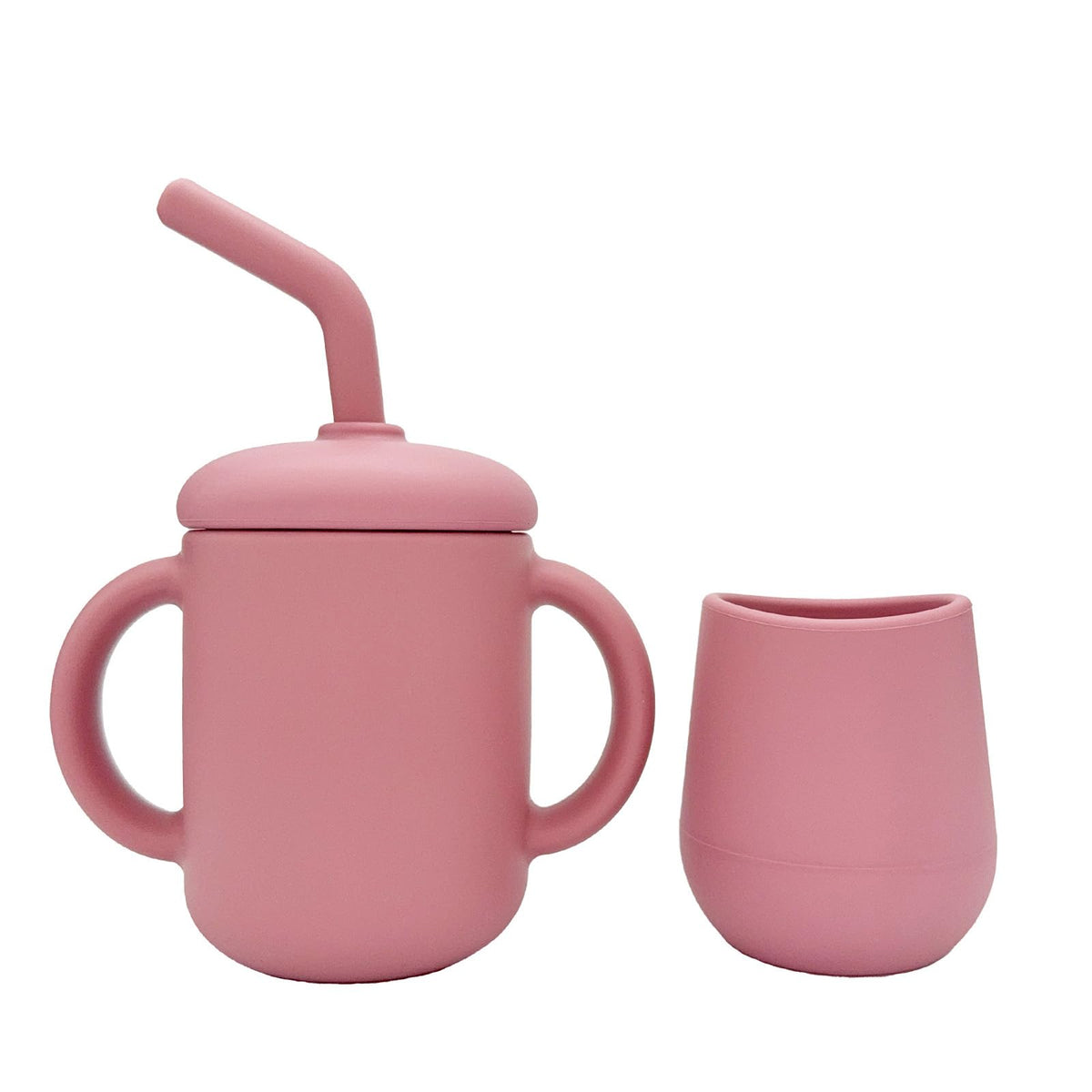 JoyerBaby silicone straw cup with two handles for confident self-feeding and leak-free sipping.