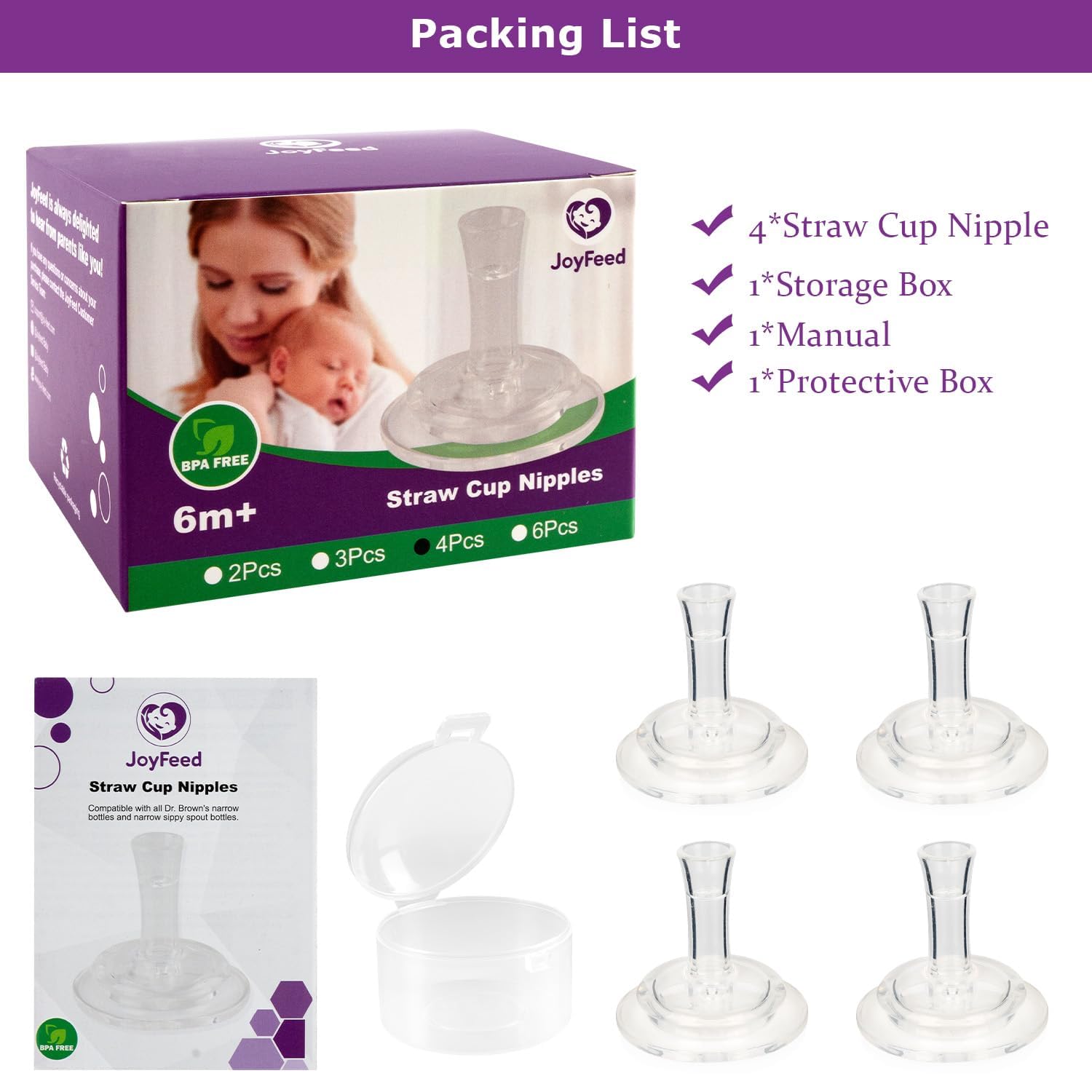 joyfeed BPA-free silicone nipple comforts soft gums safely