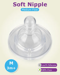Joyfeed Meudim Flow nipple size 2 in-use close-up showing steady flow
