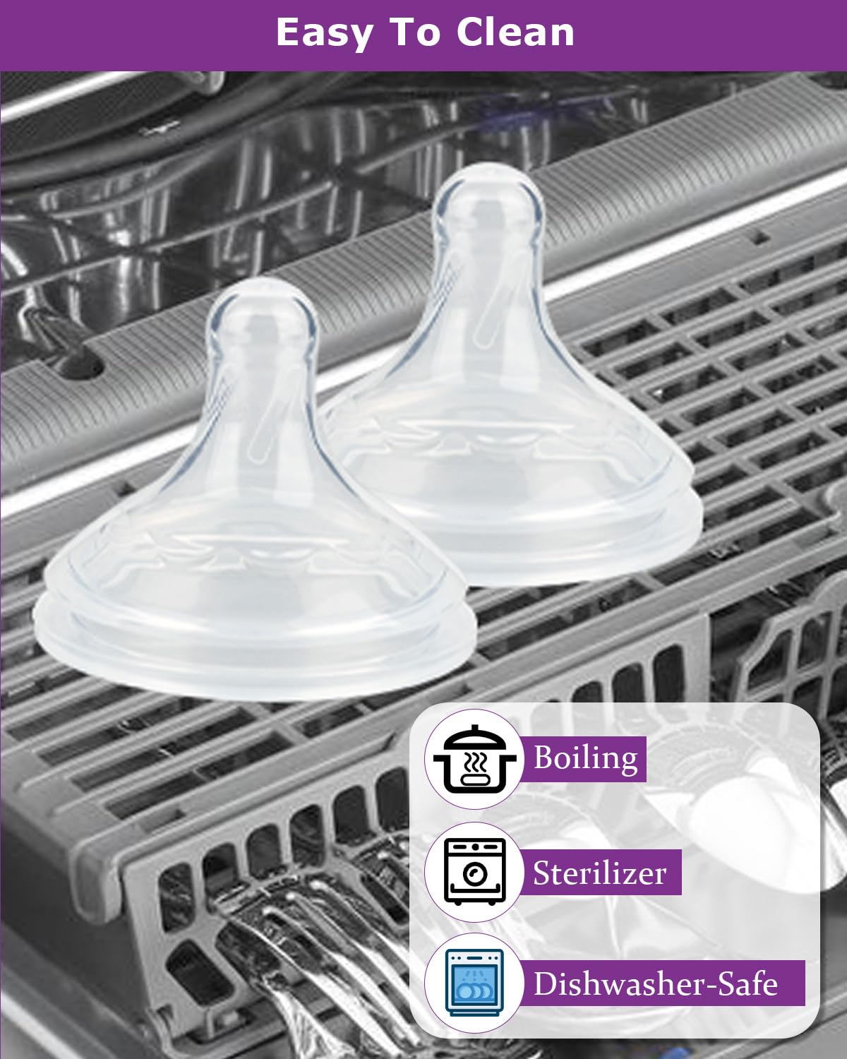 Joyfeed nipple-natural-latch emphasizes breast-like design for baby comfort.