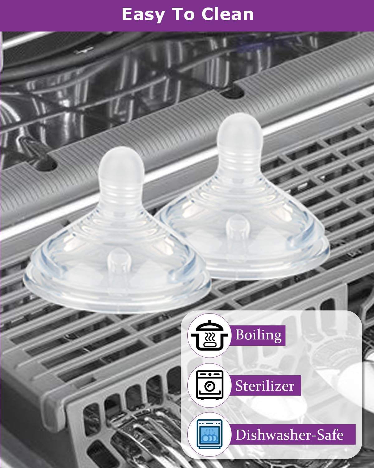 Joyfeed nipple with durable easy-to-clean silicone material