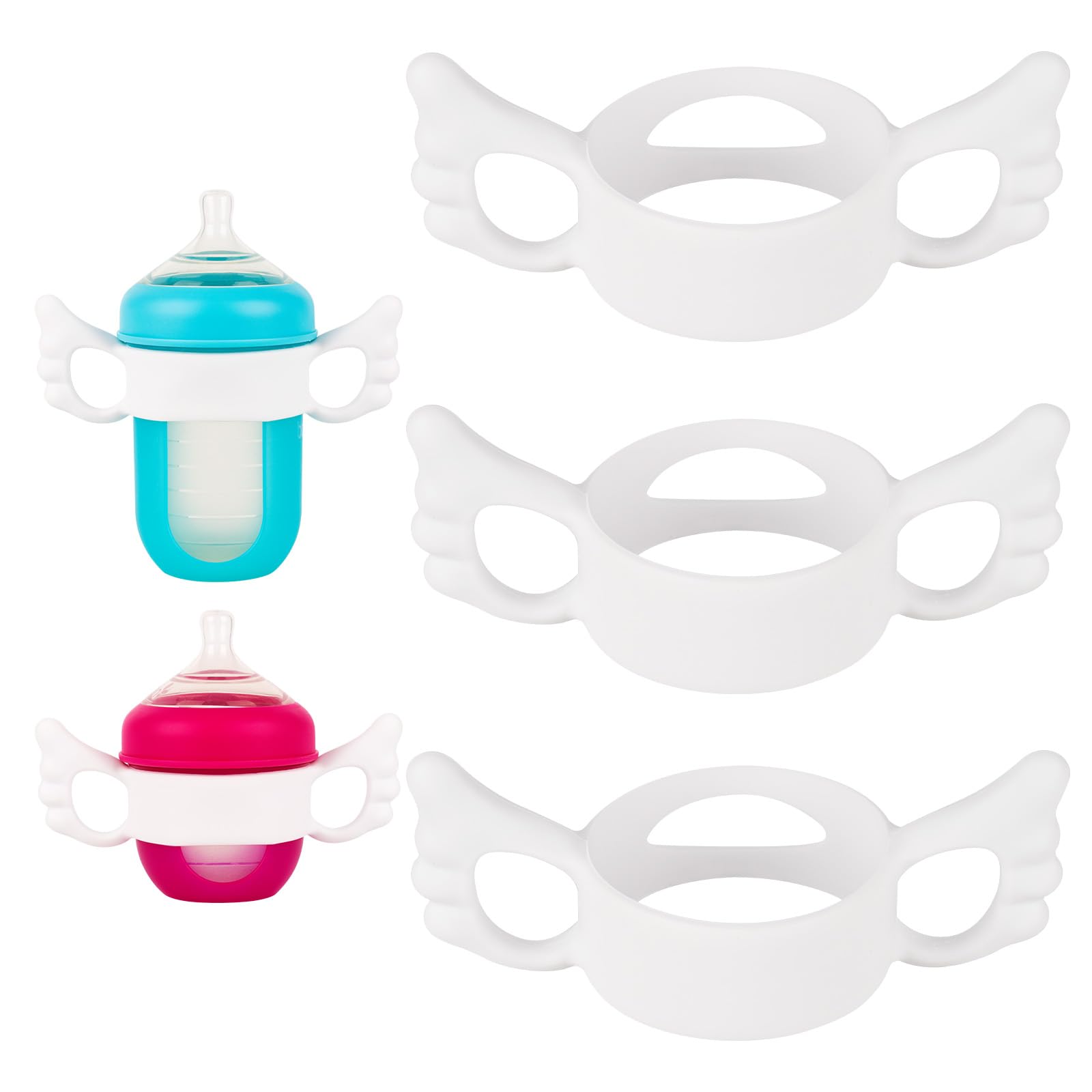 joyfeed silicone baby bottle handles for Boon Nursh keep bottles secure and easy for babies to grip.