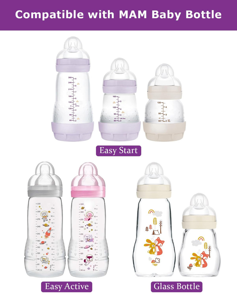 Joyfeed nipple compatibility with Easy Start Easy Active and Glass bottles