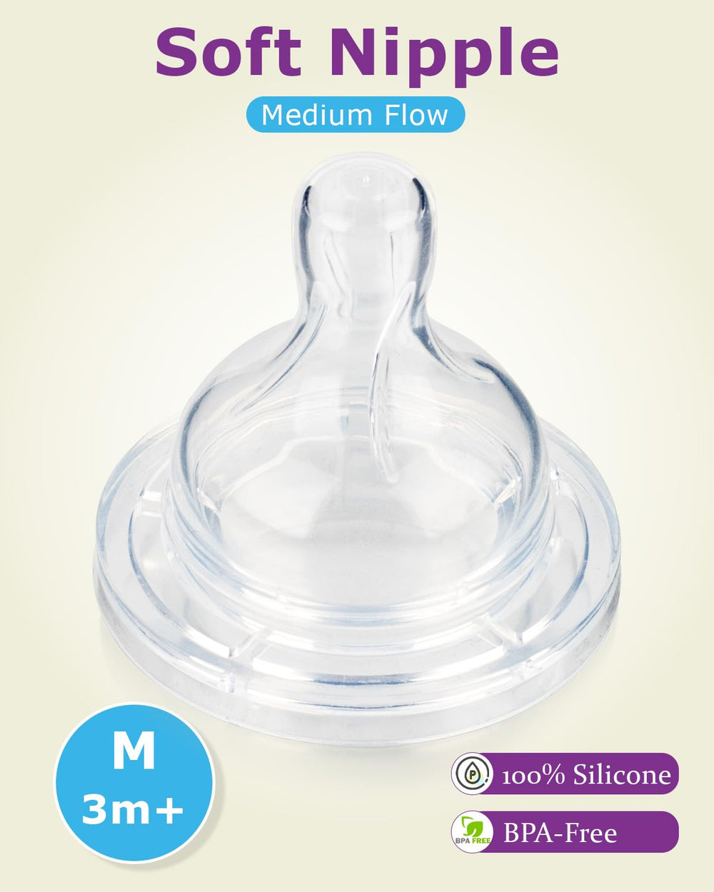 Joyfeed silicone nipple side view highlighting natural latch design