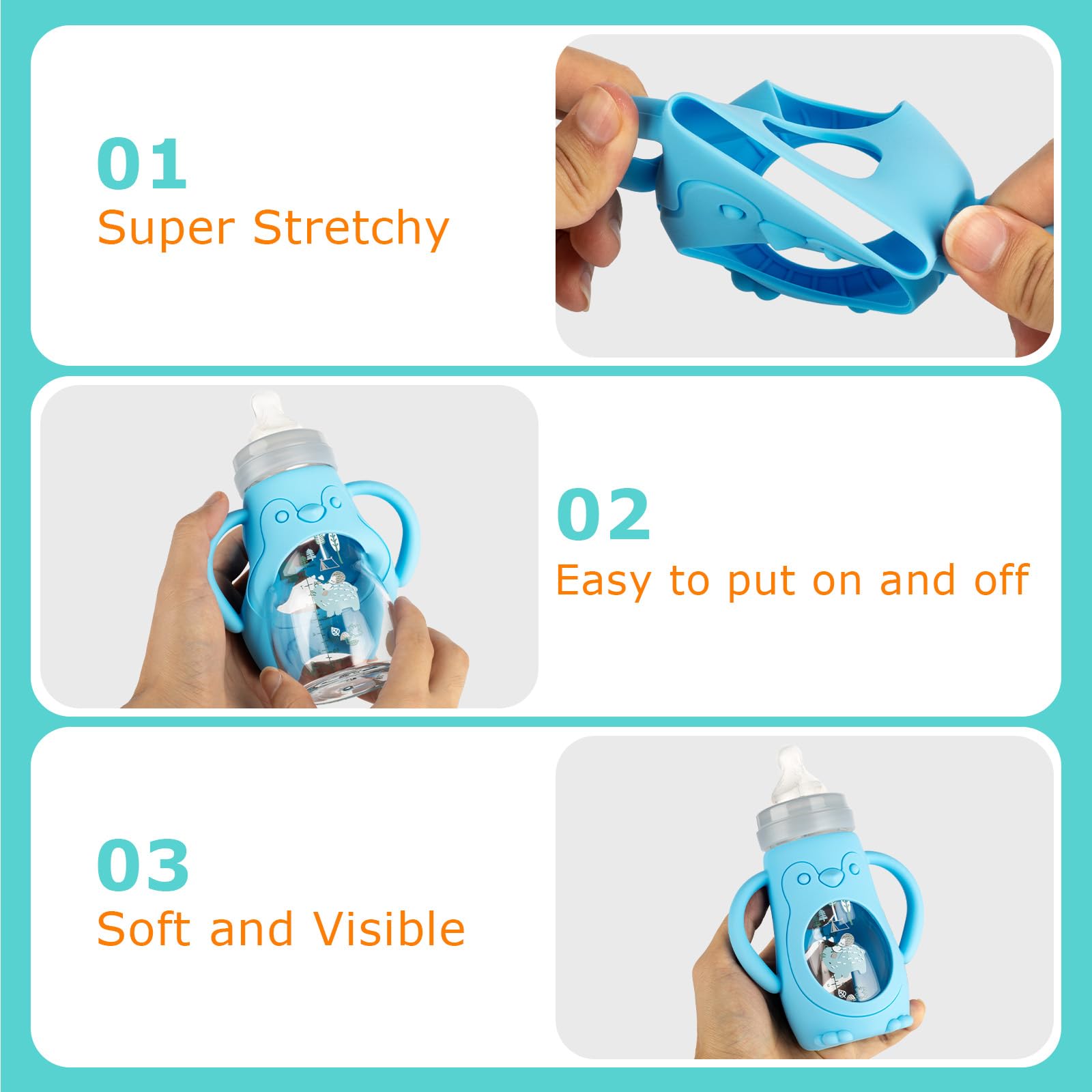 Joyfeed heat-insulation keeps Mam glass milk warmer and protects tiny hands during feeding.
