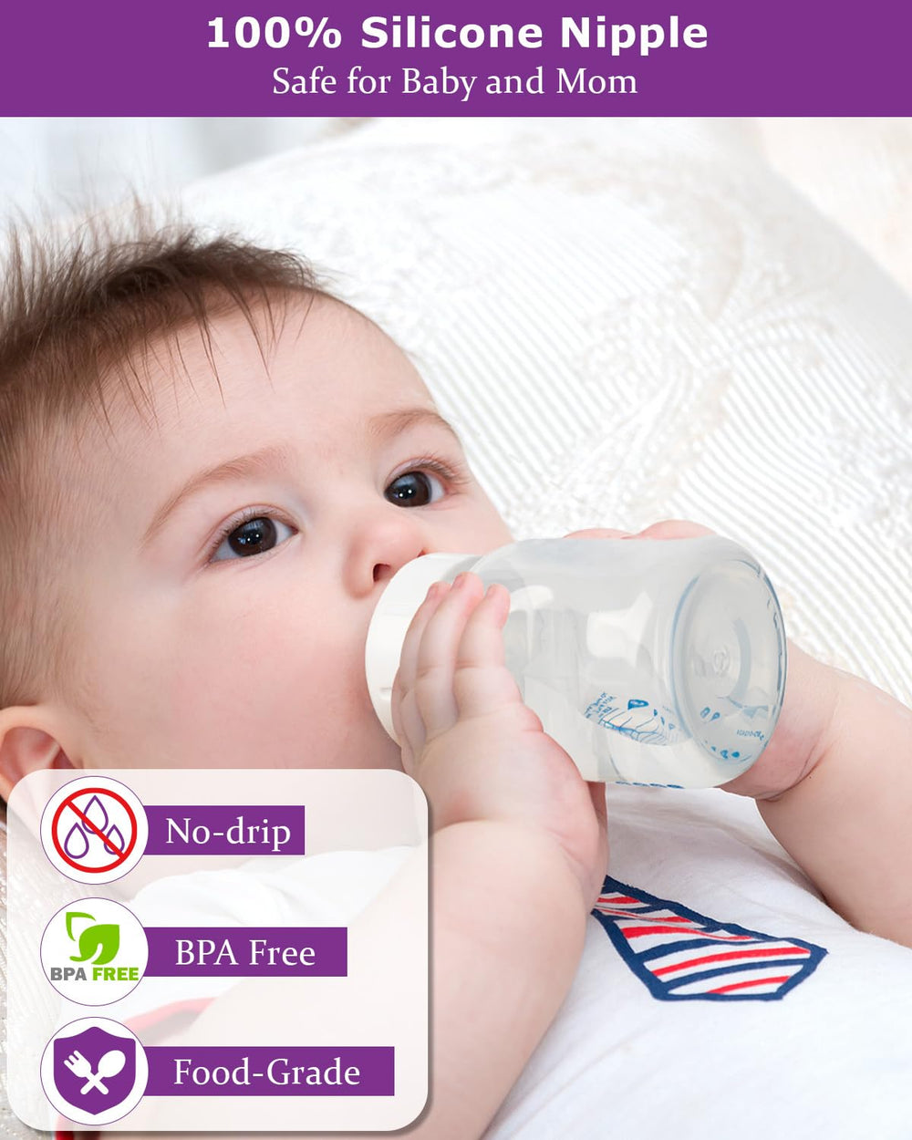 Joyfeed sippy nipple with dual flow-control openings adapts to suction.