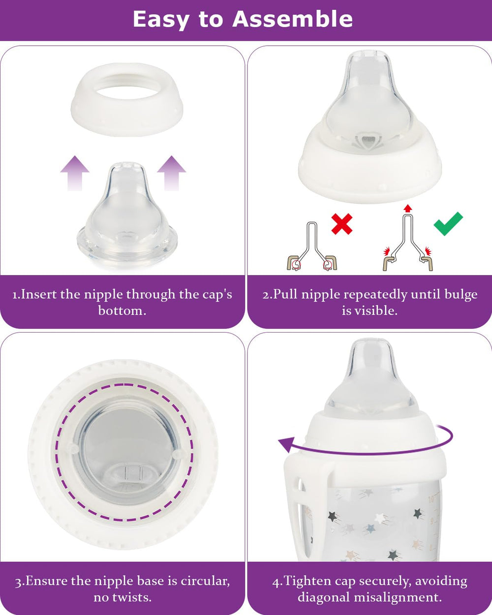Joyfeed sippy-transition nipple visual supports smooth progression from bottle to cup.
