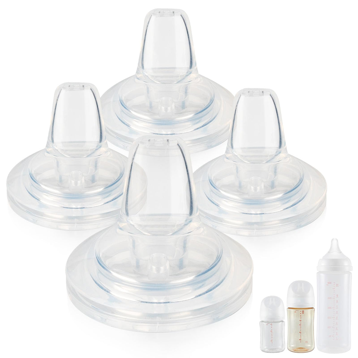 Joyfeed sippy spout nipples on Pigeon bottles offer a leak-free transition.
