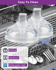 Joyfeed sippy spout nipples feature soft silicone for gentle baby mouth feel.