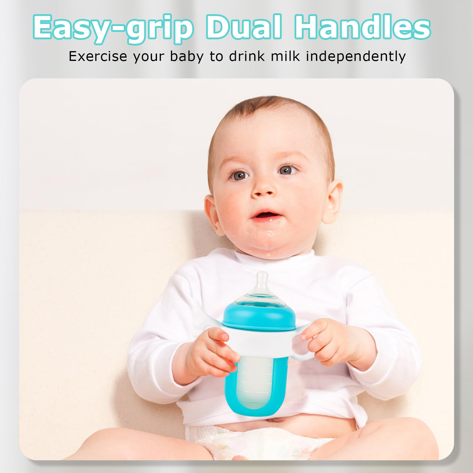 joyfeed soft-grip bottle handles promote confident self-feeding with tiny hands.