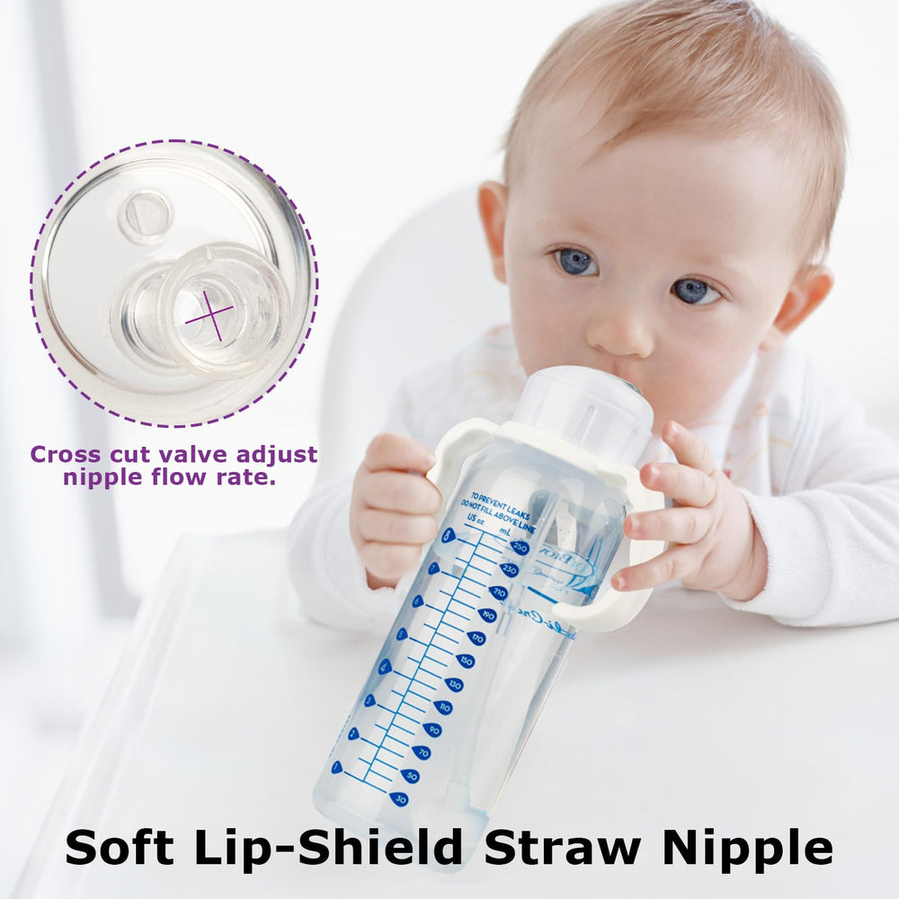 Joyfeed gravity ball straw allows sipping from any angle without leaks.