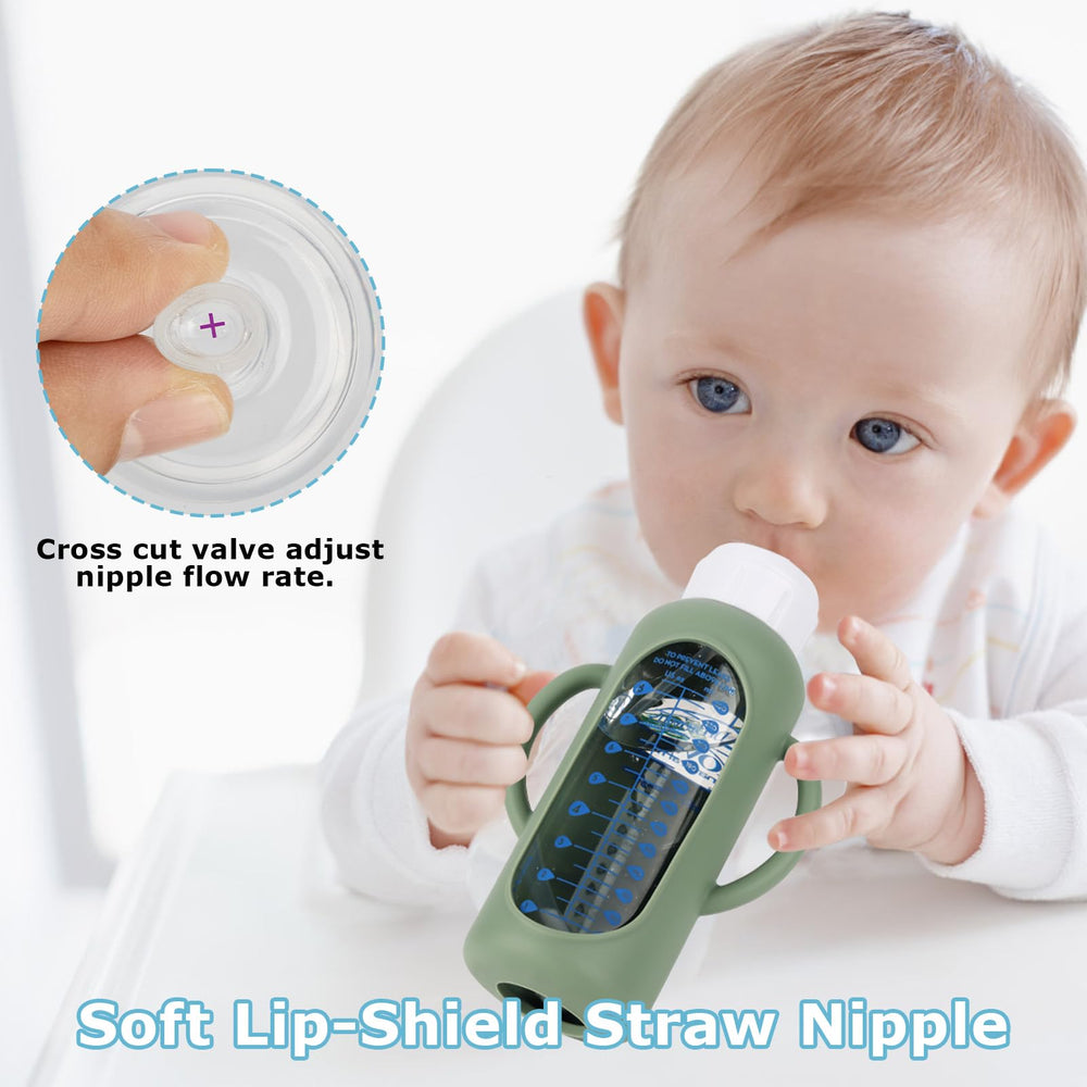 Joyfeed four-piece kit supports transition for 6 months and up with flexible straw.