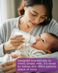 Joyfeed ultra-soft BPA-free silicone emphasizes baby comfort during feeding sessions.