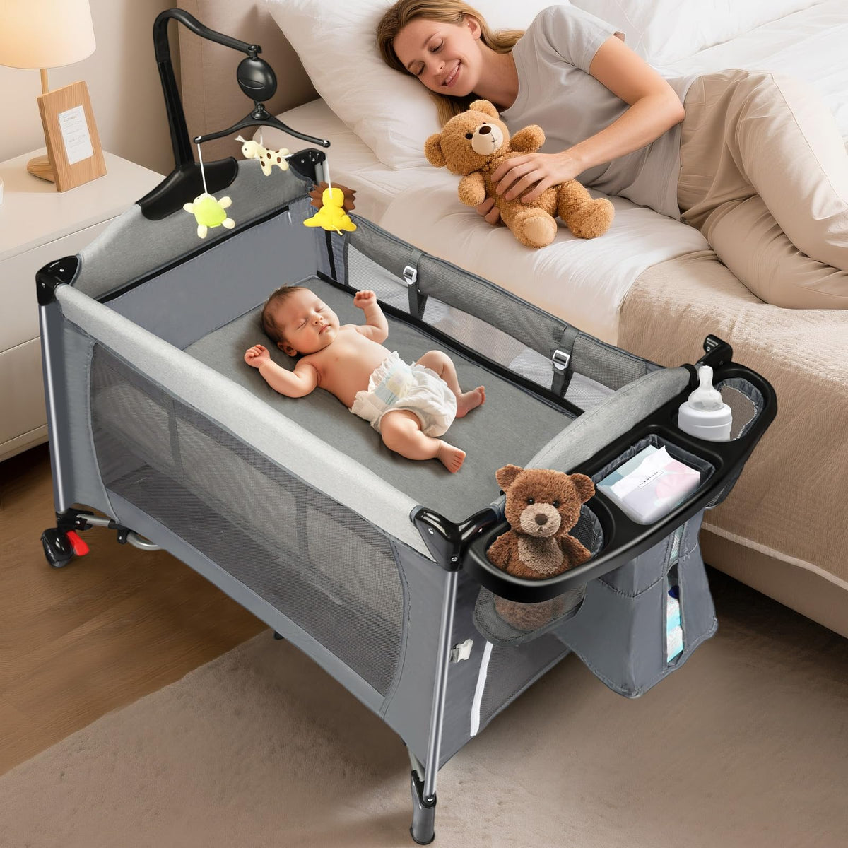 Joyful Xinghai 5-in-1 pack and play bassinet, compact sleep option for newborns