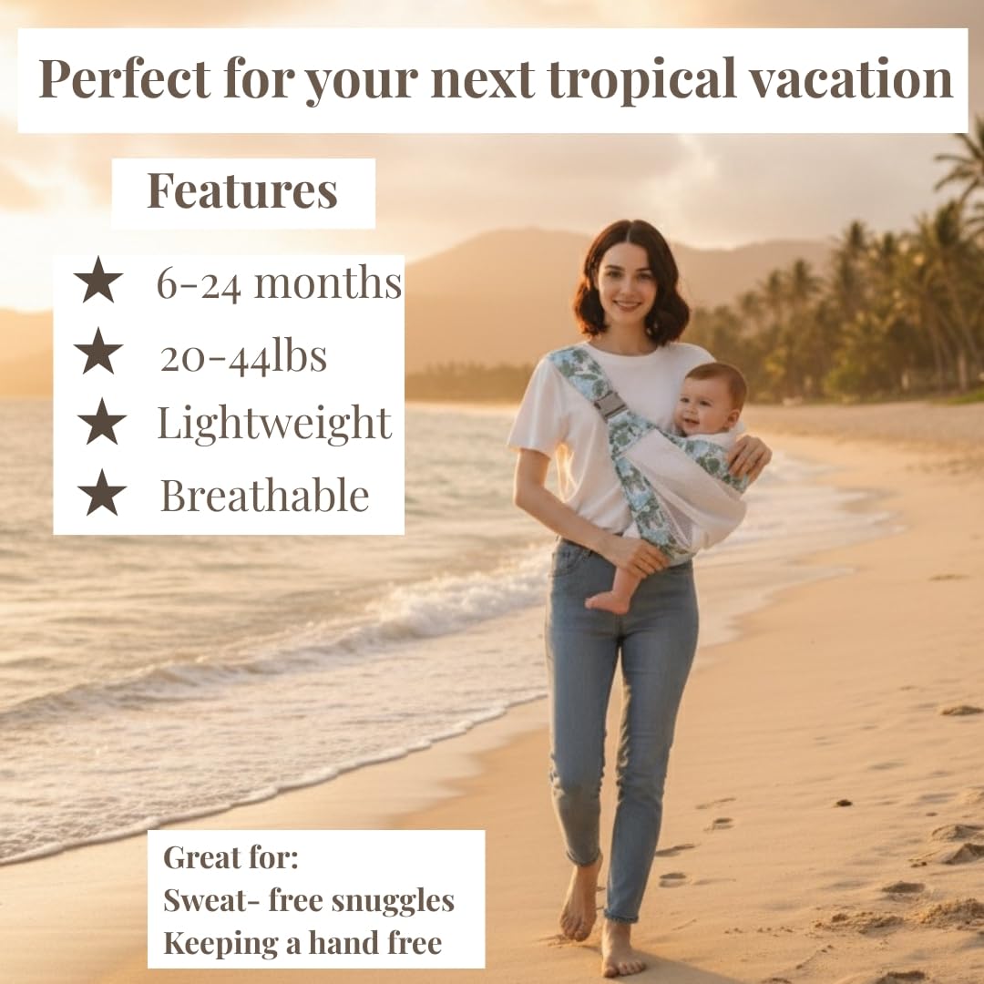JOYFUL.BABY&CO everyday errands with tropical blue sling for comfort.