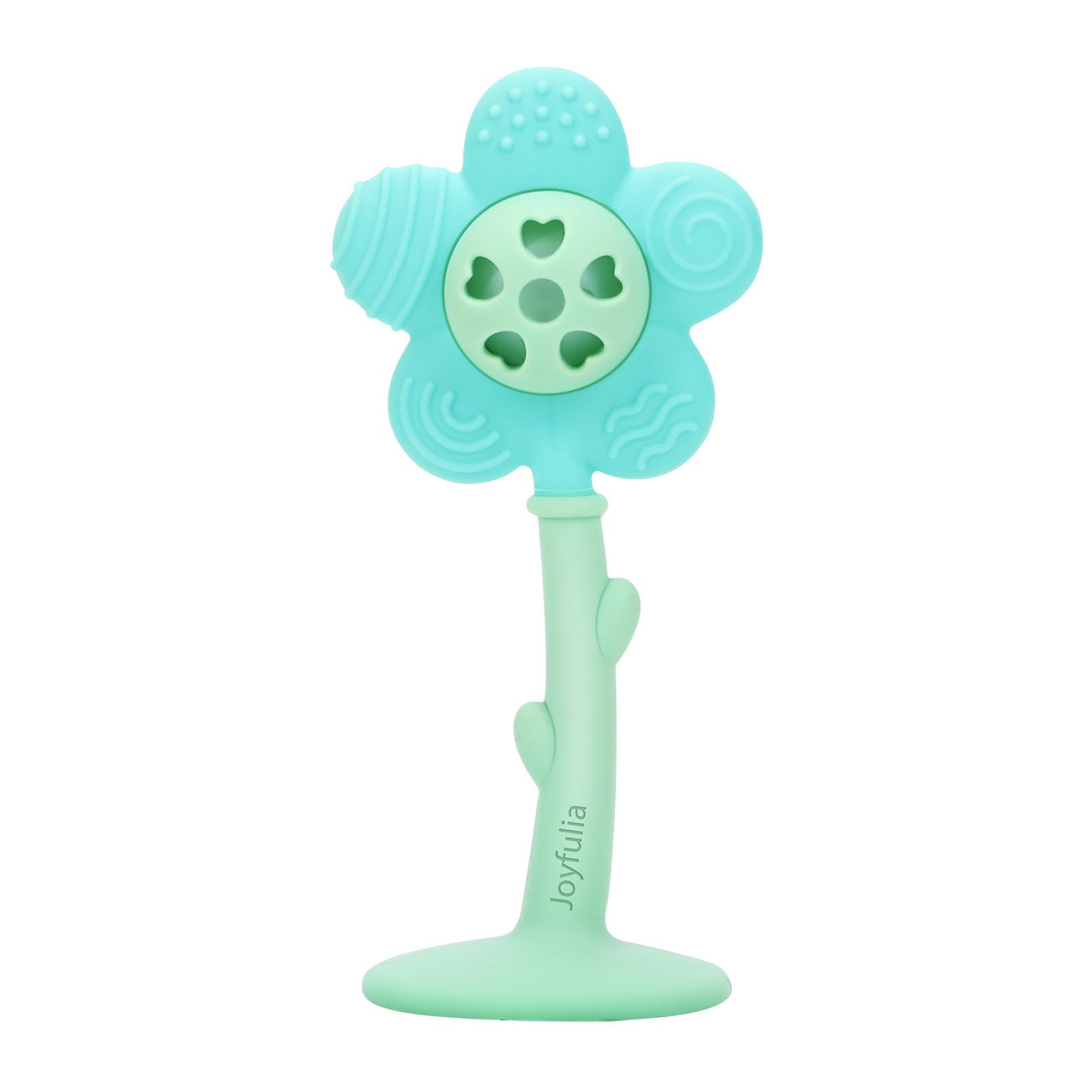 Joyfulia Sunnyflower teether close-up shows varied textures for soothing gums.
