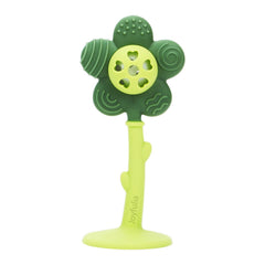 Joyfulia Sunnyflower teether textures and rattle provide soothing relief for teething babies.