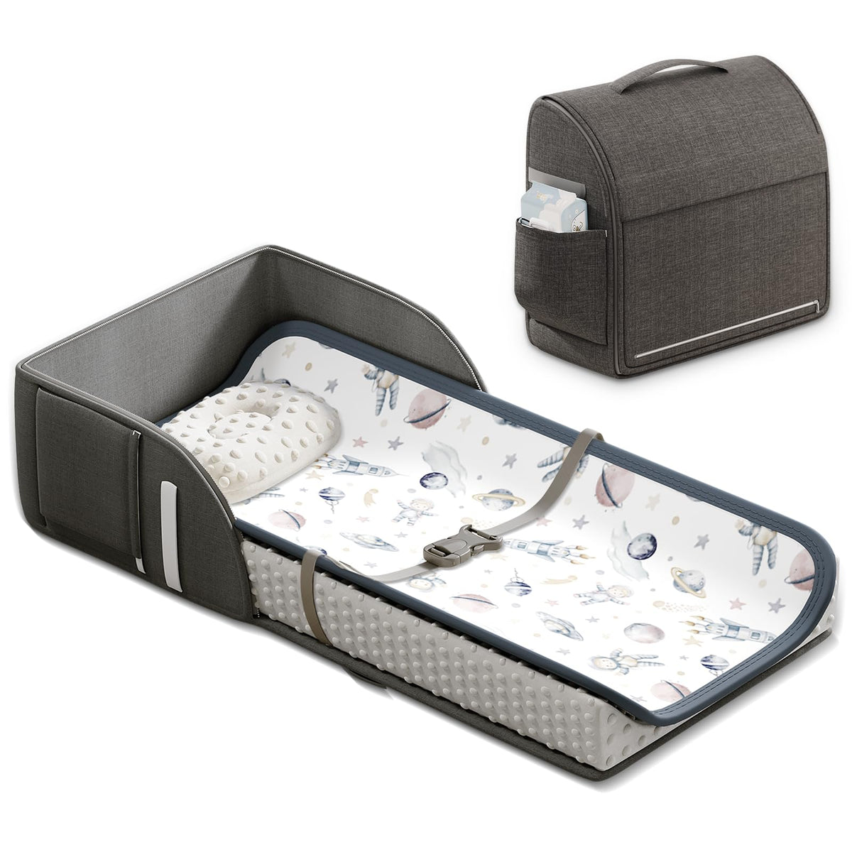 Joyingbaby changing pad foam contour provides gentle support during diaper changes.