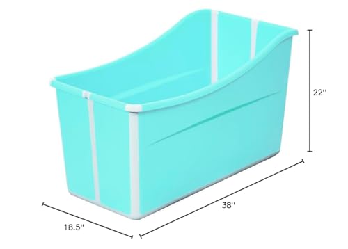 Joyingbaby foldable bathtub adaptable for petite adults with shared bath moments.