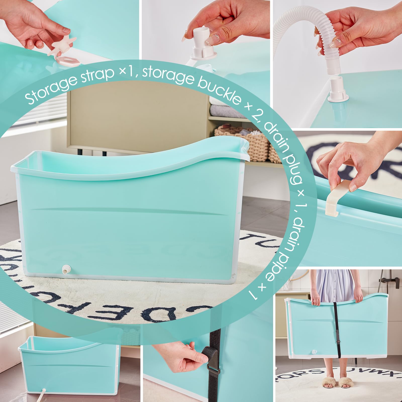 Joyingbaby foldable bathtub elevates water depth for chest-level warmth during baths.