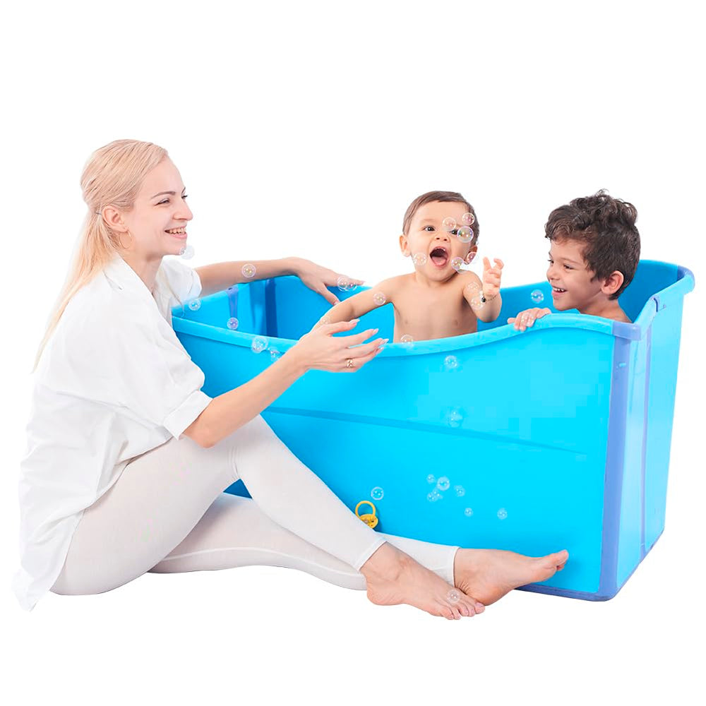 joyingbaby large foldable bathtub folded for compact storage and travel convenience