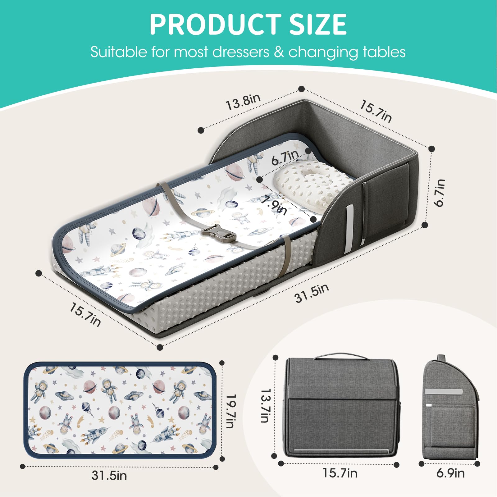 Joyingbaby machine-washable cover cleans quickly after messy changes.