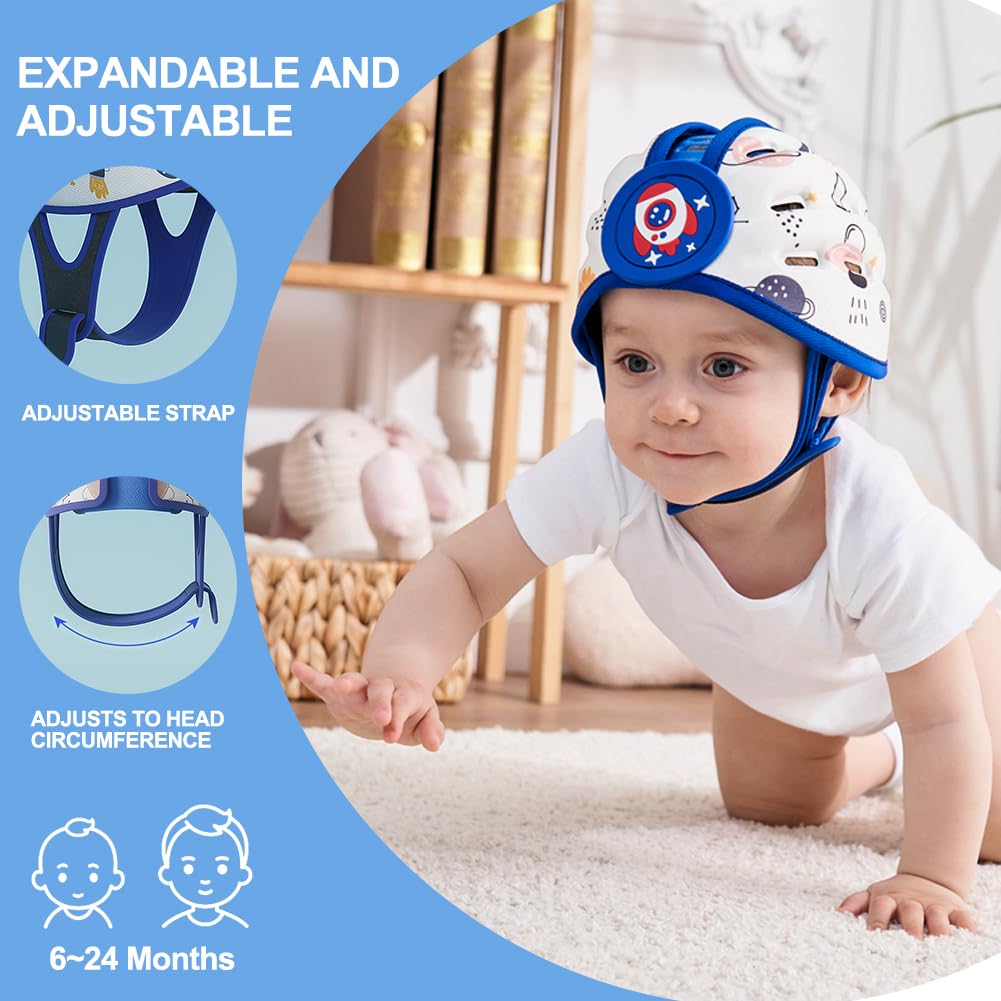 joyingbaby Rocket Baby Helmet back view shows breathable cotton lining.
