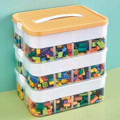 Joyingbaby toys organizer with lemon color shows stackable three-layer design for easy sorting.