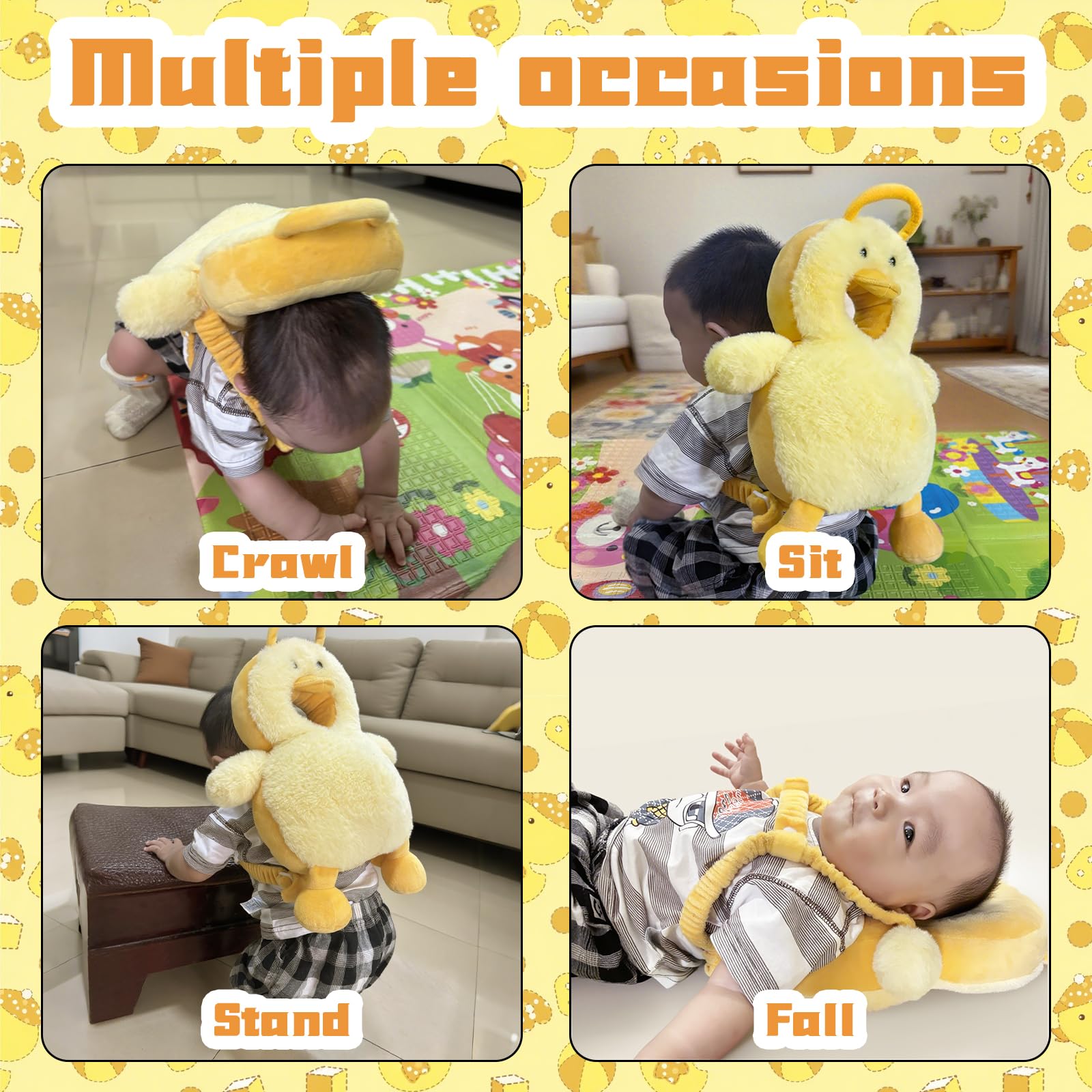 JoyJive head protector during crawling sessions offers comforting safety for caregivers