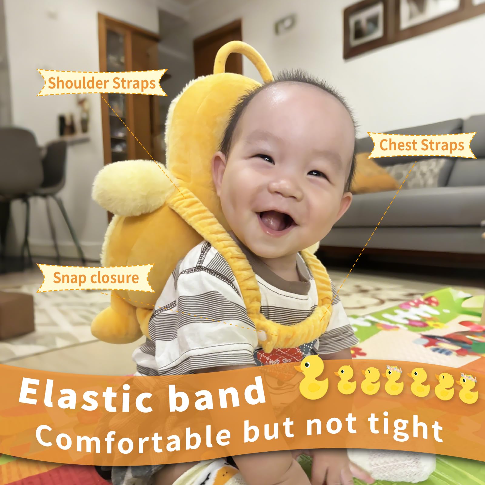 JoyJive yellow duck design detail adds playful charm for photos and strolls